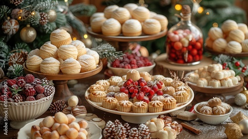 Festive Dessert Table with Assorted Baked Goods