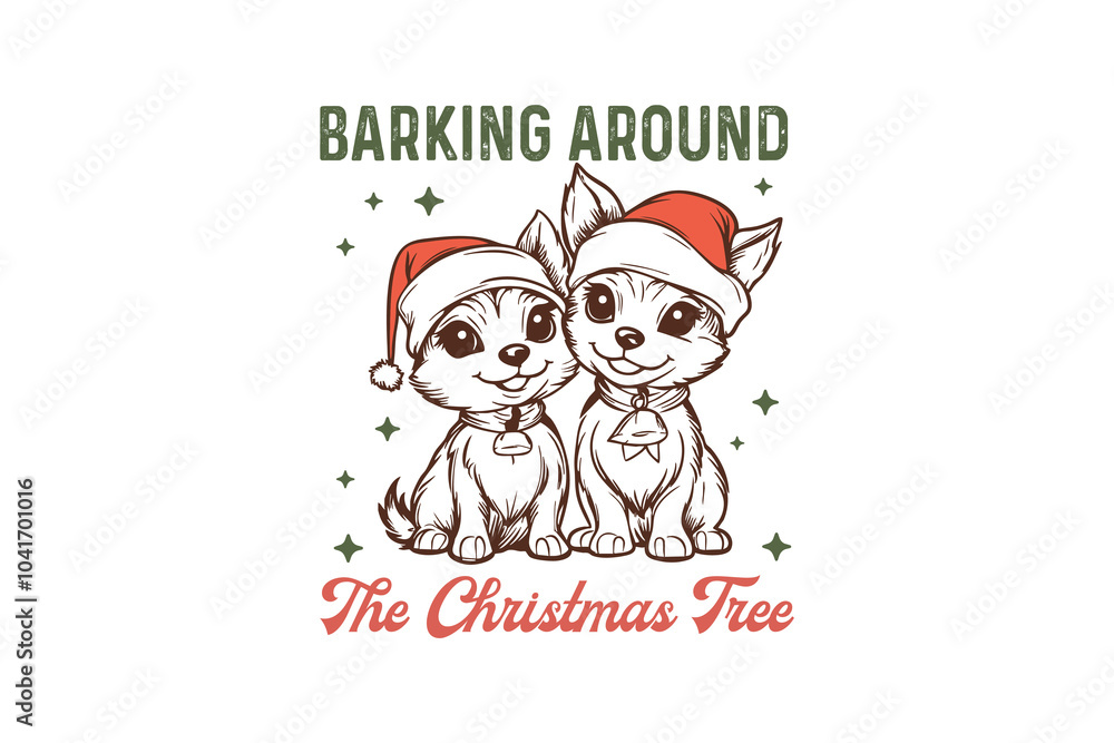Barking around the Christmas tree, Christmas Farm Sublimation T shirt Design Barking around the Christmas tree, Christmas Farm Sublimation T shirt Design