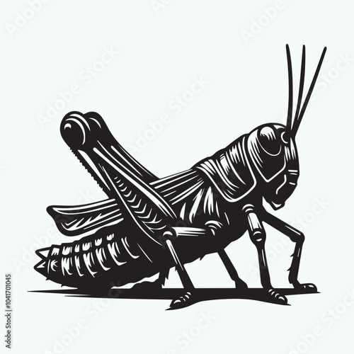 Grasshopper silhouette vector black and white