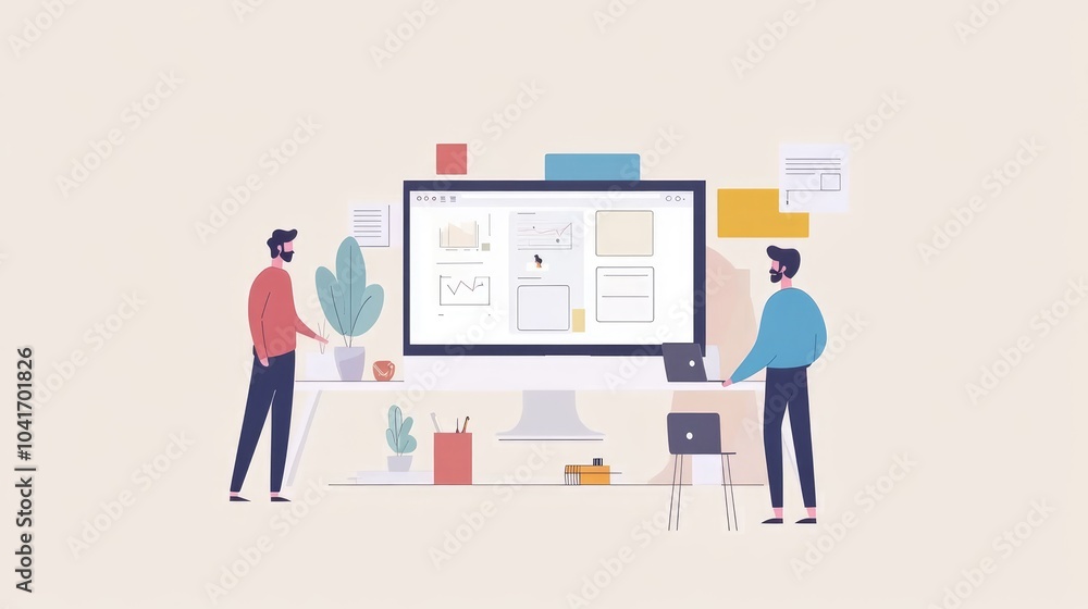 Collaborative project management on digital platform, flat design, front view, tech theme, animation Collaborative project management on digital platform, flat design, front view, tech theme, animation