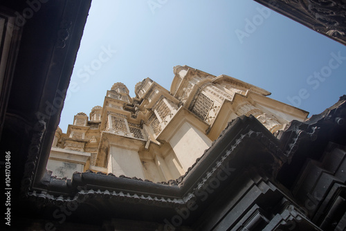 Bhuleshwar temple, 13th century hindu temple of Lord Shiva, carved in black basalt stone, built by Panch Pandava, Pune, Maharashtra, India, Asia. photo