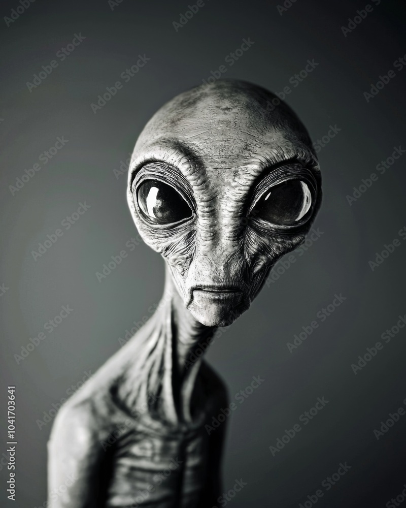 Alien creature has a message for humans. Grey kind humanoid from an other planet portrait series. Alien creature has a message for humans. Grey kind humanoid from an other planet portrait series.