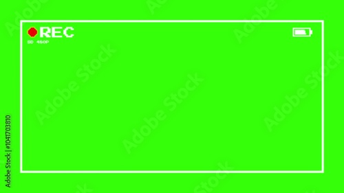 Camcorder  recording rectangle overlay effect with green screen in 4k