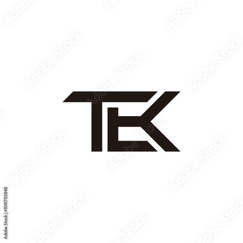 letters tek simple linked geometric line logo vector
