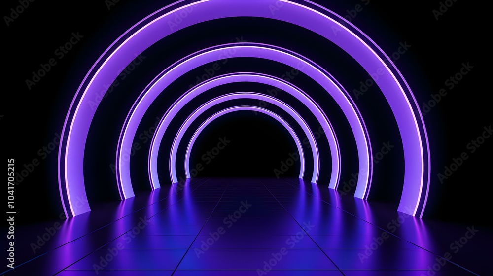 Naklejka premium Futuristic purple Neon Tunnel 