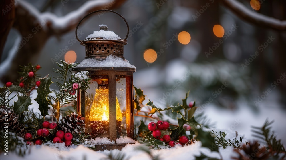 Cozy Lantern Glow in a Snowy Winter Wonderland Cozy Lantern Glow in a Snowy Winter Wonderland