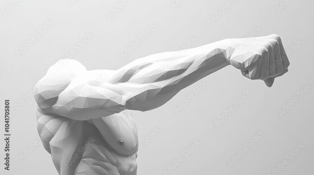 Obraz premium A minimalist representation of arm muscles, showcasing clean geometric lines to depict physical strength and fitness. High quality illustration