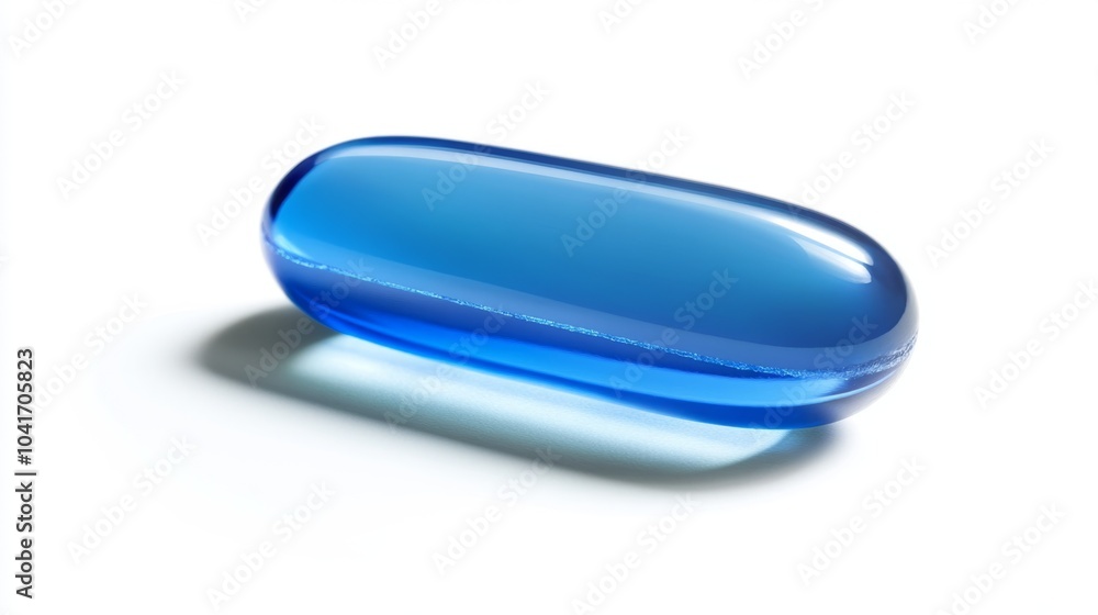 blue soft gel capsule on white background. drug and medical concept blue soft gel capsule on white background. drug and medical concept
