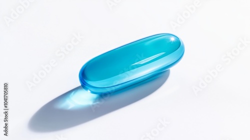 blue soft gel capsule on white background. drug and medical concept