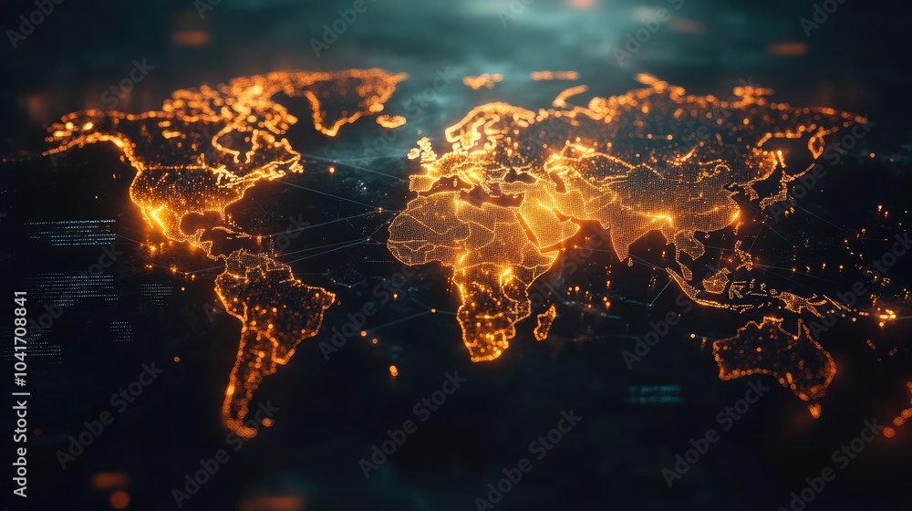 World map with luminous trading data, global network, international business World map with luminous trading data, global network, international business