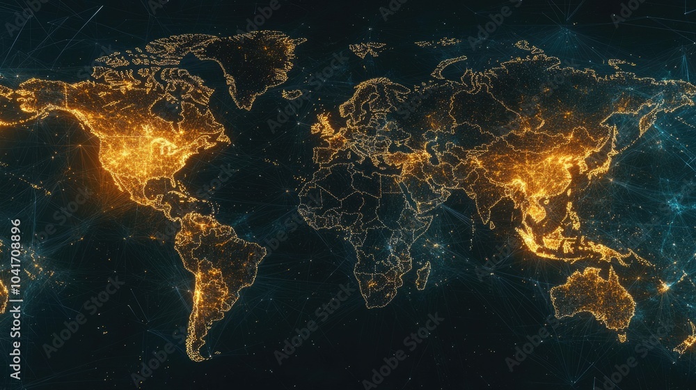 World map with luminous trading data, global network, international business World map with luminous trading data, global network, international business
