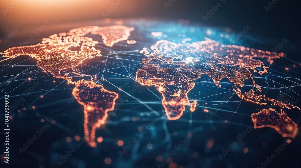 World map with luminous trading data, global network, international business World map with luminous trading data, global network, international business