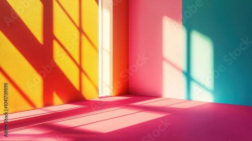 Vibrant light and shadow interplay represented in a colorful design embodying modern minimalism. High quality illustration