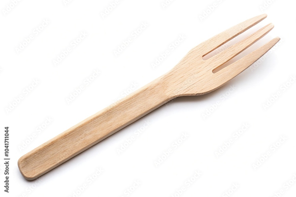 Biodegradable wooden disposable fork isolated on white background Biodegradable wooden disposable fork isolated on white background