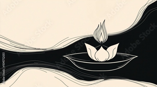 A minimal, creative Diwali festival card background featuring soft colors, glowing diyas, and elegant patterns