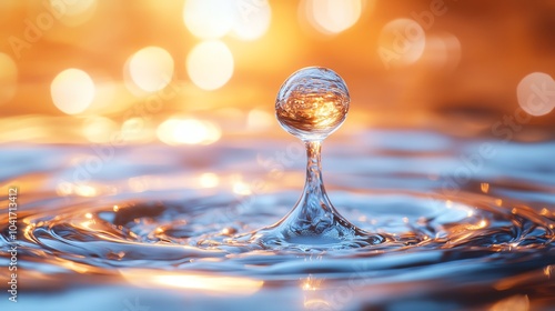 Wallpaper Mural 3D closeup of a single water droplet about to fall, reflecting light, water droplet, clean and detailed Torontodigital.ca