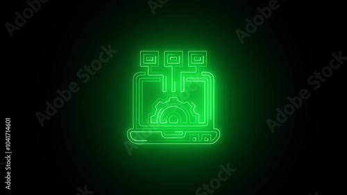 Wallpaper Mural Glowing neon Chip icon isolated on black background. HD Video motion graphic animation Torontodigital.ca