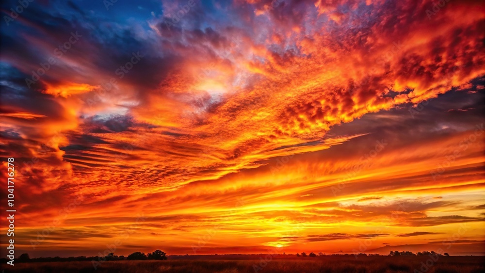 Beautiful sky gradient from orange to red during sunset over nature background Beautiful sky gradient from orange to red during sunset over nature background