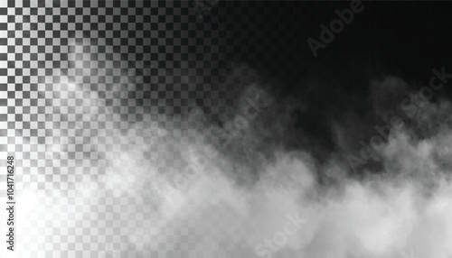 PSD Fog or smoke isolated transparent background. White cloudiness, mist, smog, dust, vapor PNG 56