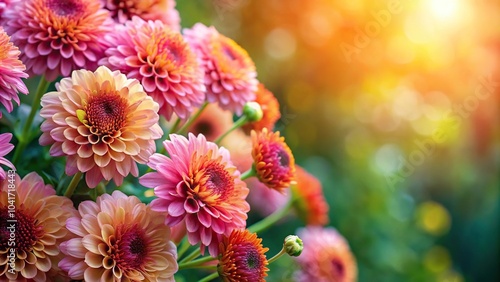 beautiful long shot of mum flowers in bloom photo