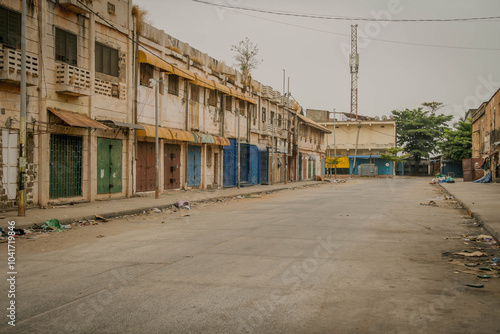 The empty street of Banjul city, a capital of Gambia, an poor county in West Africa. 