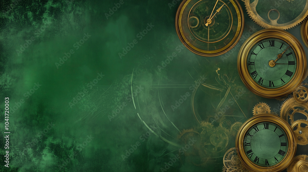 Green steampunk themed background. AI Generated Green steampunk themed background. AI Generated