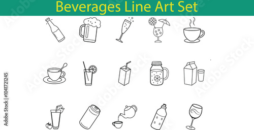 Beverage Line Art Set: Icons for Drinks