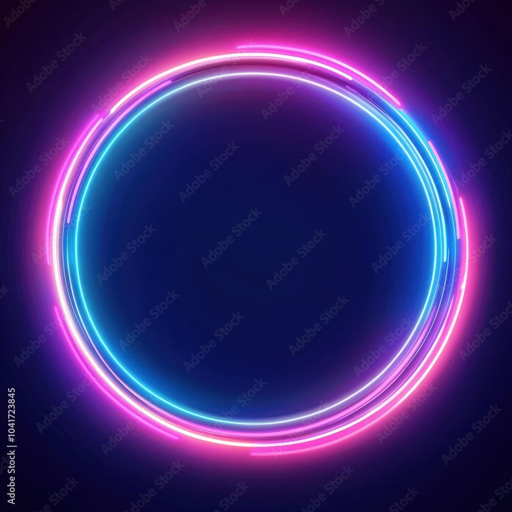 Neon Stroke. Glow Circles Frame with Light Border Neon Stroke. Glow Circles Frame with Light Border