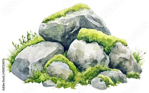 PNG Mossy Rocks rocks moss illustration.