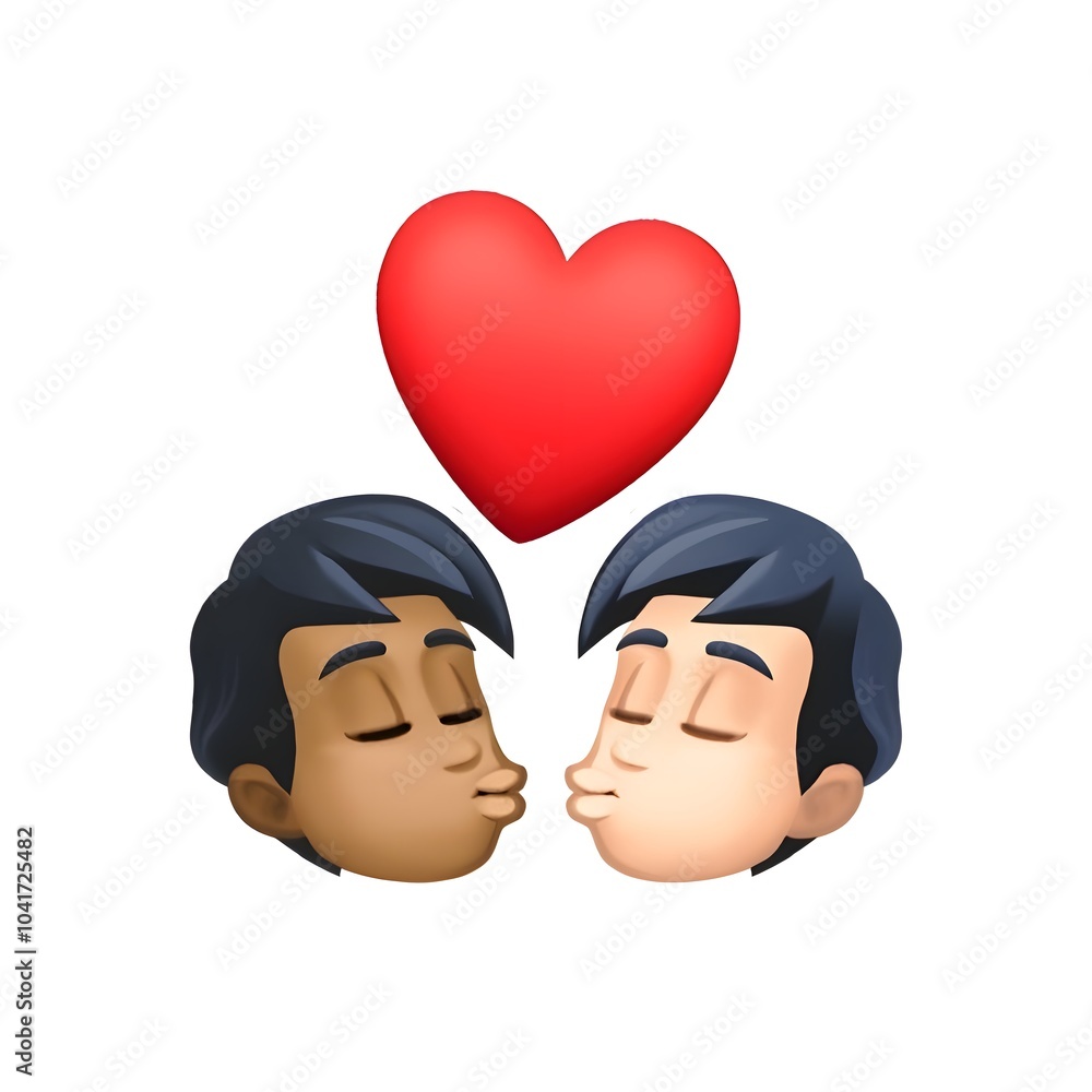 Kissing Men Emoji with Heart
Kissing Men Emoji with Heart