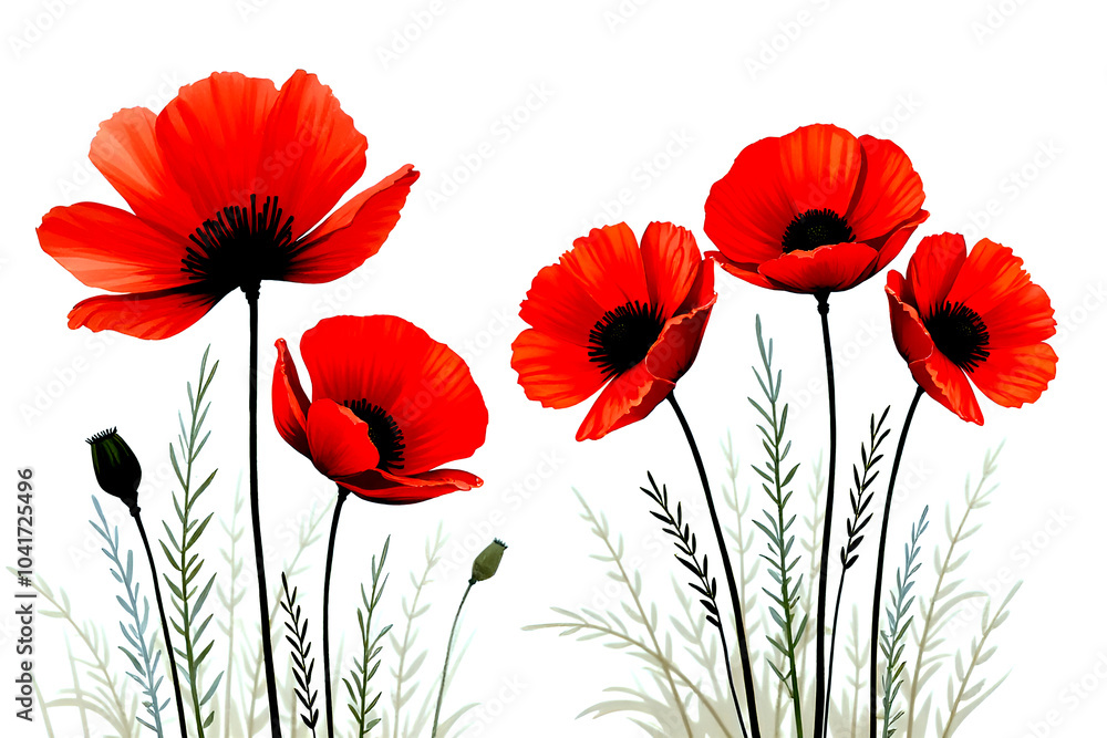Obraz premium red poppies isolated on white