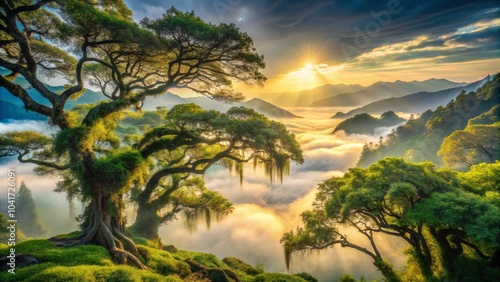 Wallpaper Mural Soft Wispy Tendrils of Morning Mist Embracing the Gentle Curves of a Serene Landscape at Dawn Torontodigital.ca