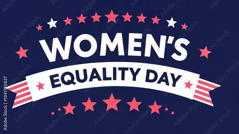Women's Equality Day Celebratory Banner with Silhouettes and Stars on Dark Blue Background Women's Equality Day Celebratory Banner with Silhouettes and Stars on Dark Blue Background
