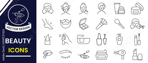Beauty icon set. Beauty and Spa line icon, vector set  for web and mobile app. Cosmetic, Skin care, Beauty editable stroke outline icon set. Cosmetics services, skin care. Vector illustration.