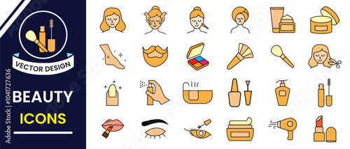 Beauty icon, vector set. Beauty and Spa line icon, vector set  for web and mobile app. Cosmetic, Skin care, Beauty editable stroke outline icon set. Cosmetics services, skin care. Vector illustration.