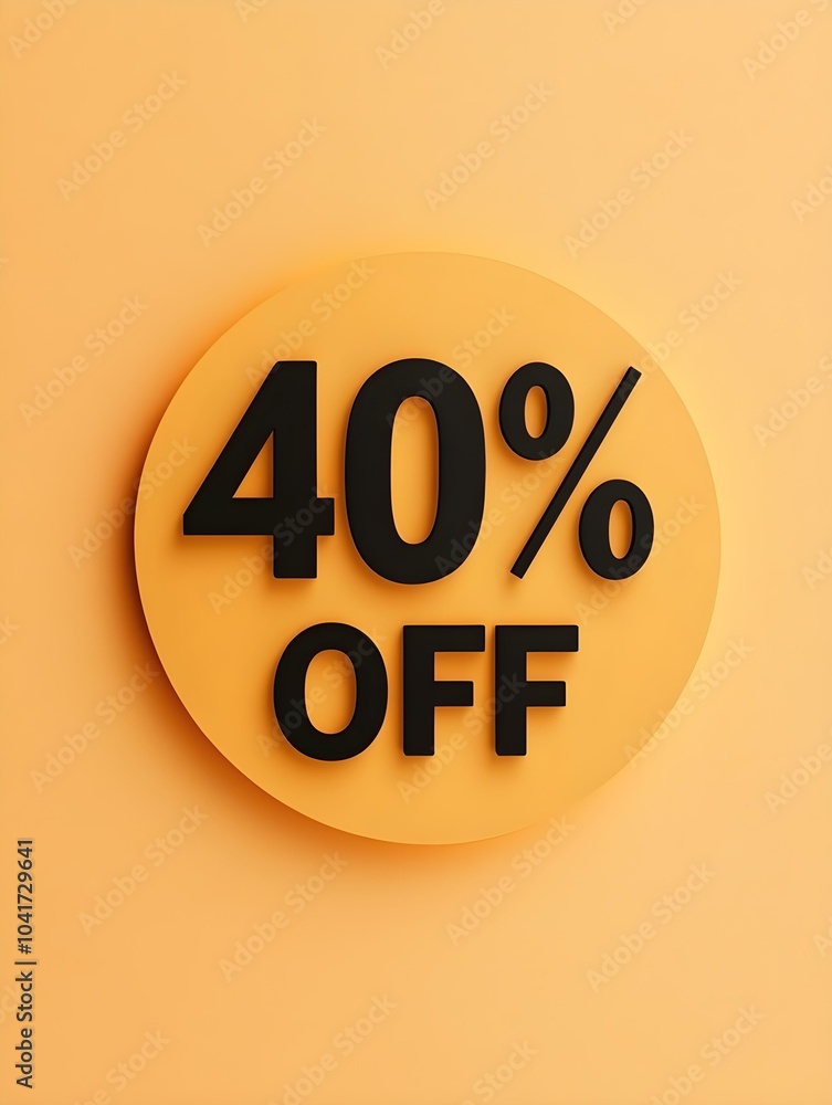 Black '40% OFF' Promotional Sign on a Light Orange Background Black '40% OFF' Promotional Sign on a Light Orange Background