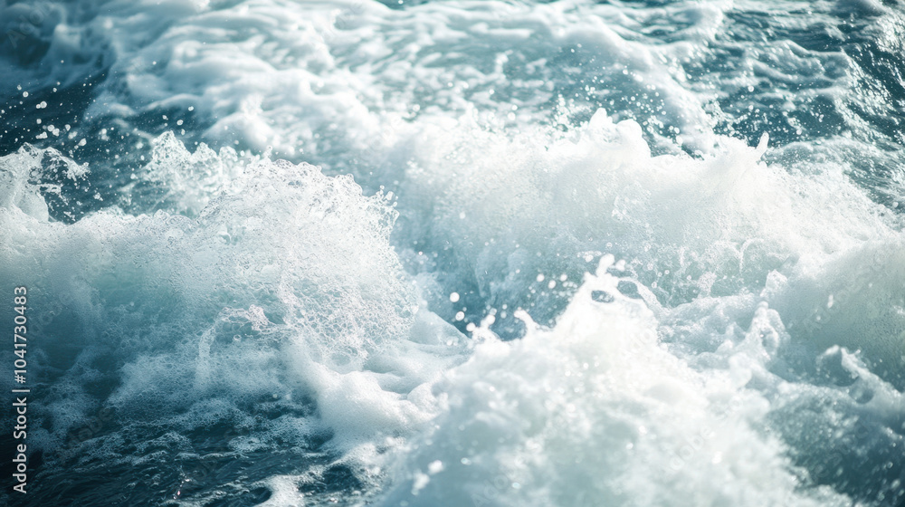 Vivid ocean waves crashing and swirling in dynamic patterns under sunlight at midday Vivid ocean waves crashing and swirling in dynamic patterns under sunlight at midday