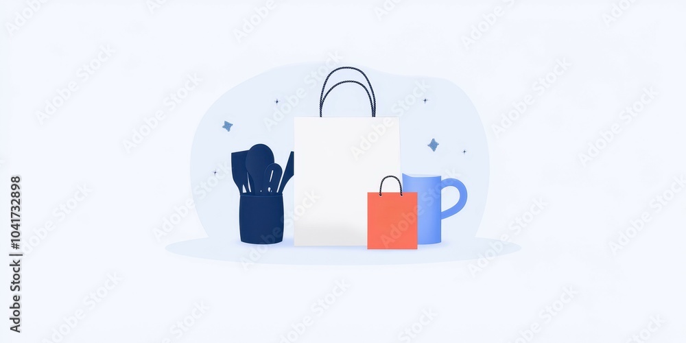 Fototapeta premium Shopping bags and cup on white isolate background.