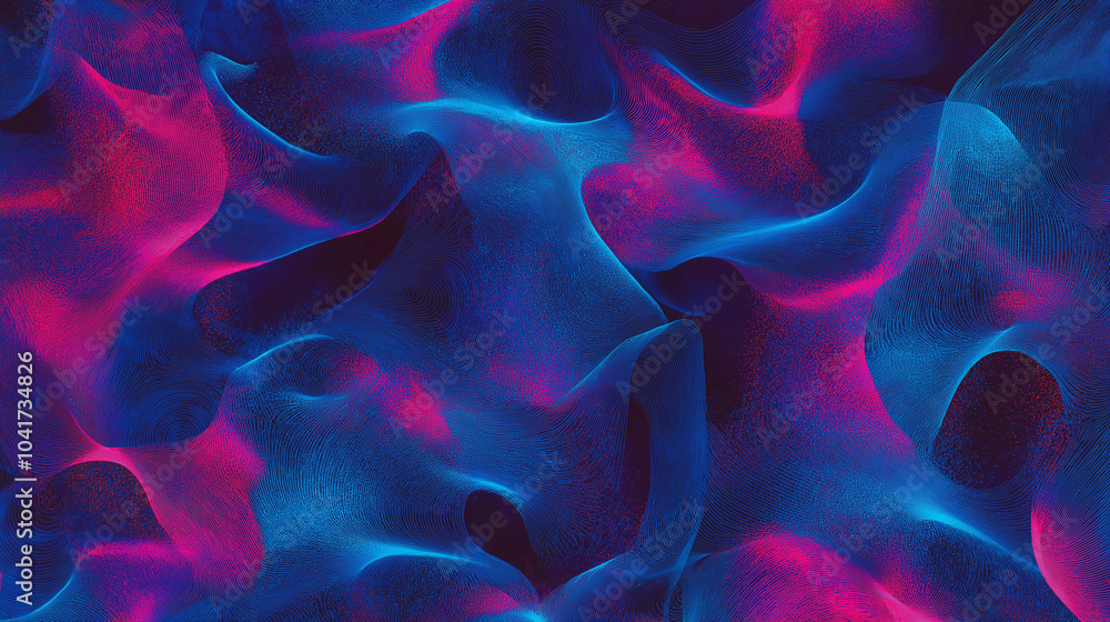 Obraz premium Abstract fluid shapes in vibrant blue and pink on dark background