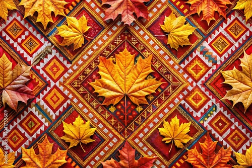 Abstract Geometric Autumn Pattern in Minimalistic Ukrainian Fashion Style for Modern Design Aesthetics