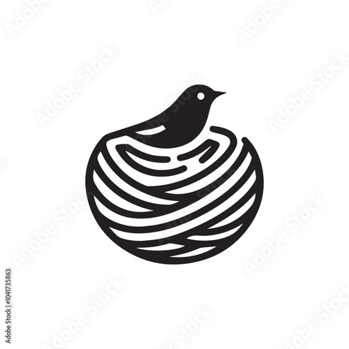 Minimalist bird nest logo icon. Bird nest silhouette vector illustrations.