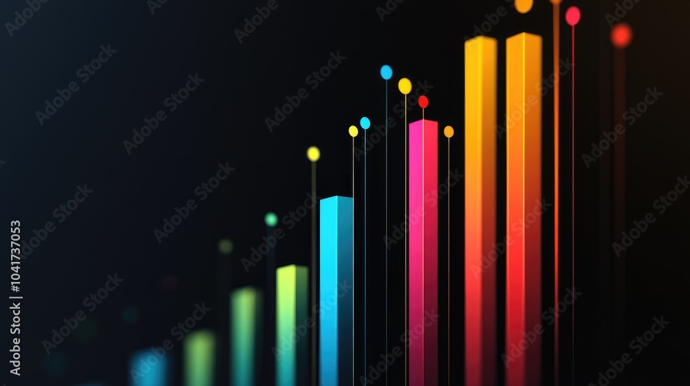 Colorful Data Visualization with Rising Bars and Dots Colorful Data Visualization with Rising Bars and Dots