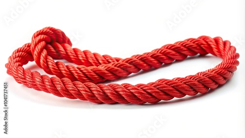 Red rope isolated on white background with clipping paths for easy editing in design software