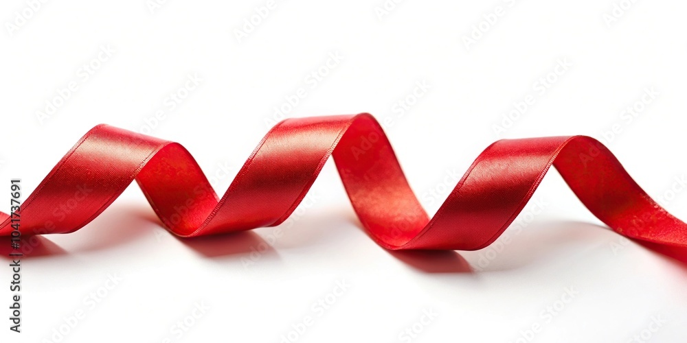 Red ribbon with curls isolated on white background Red ribbon with curls isolated on white background