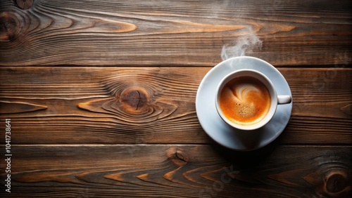 A steaming cup of coffee rests on a rustic wooden table, offering a warm and inviting moment of relaxation.