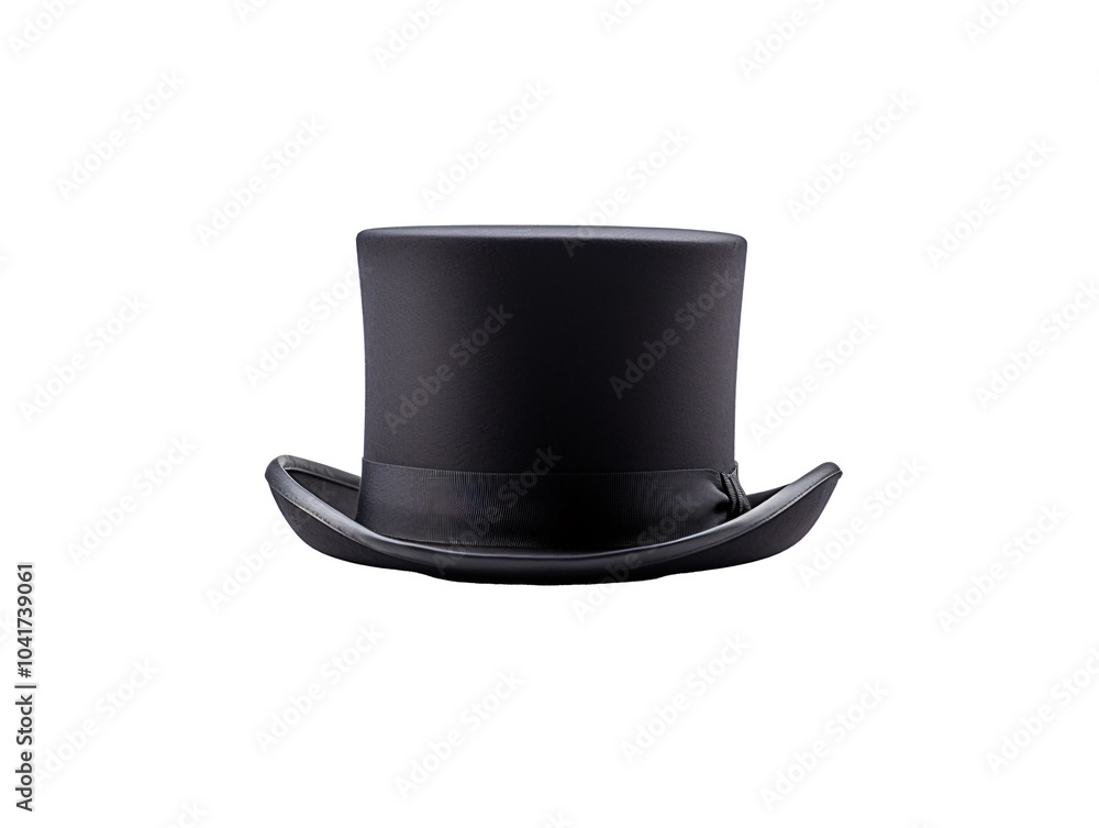 a black top hat with a black band