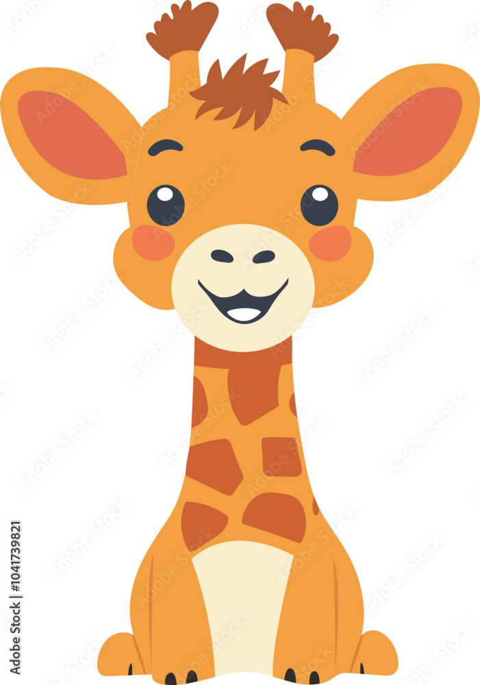 Cute Cartoon Giraffe Character Element in Sitting Pose. Cute Cartoon Giraffe Character Element in Sitting Pose.