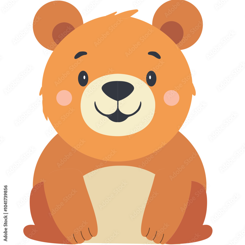 Fototapeta premium Cute Cartoon Bear Character Element in Sitting Pose.