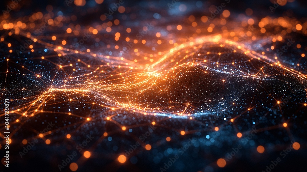 Obraz premium Digital Network Connections Across a Vibrant Map