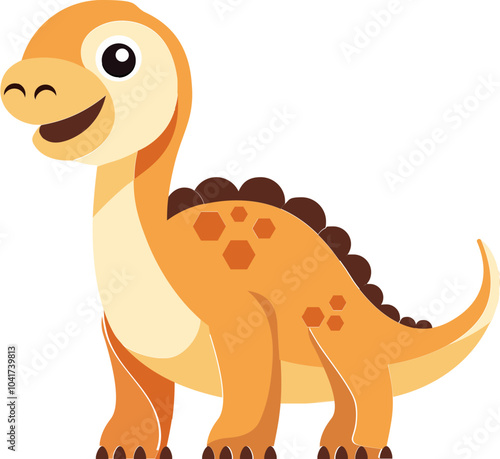 Cute Cartoon Dinosaur Baby Character Element in Standing Pose.